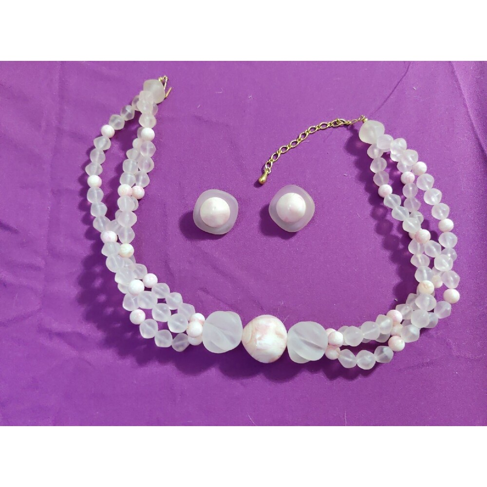 Soft Pink Necklace and Earrings